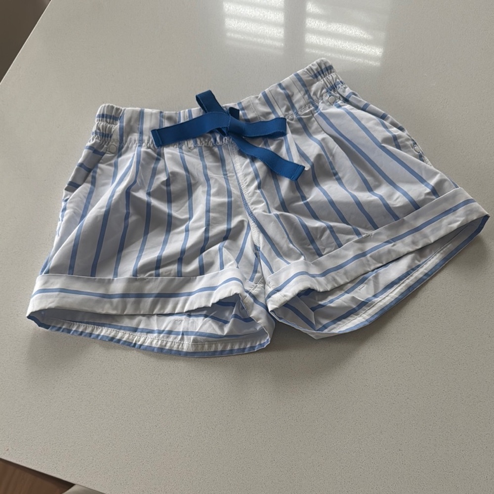 Lululemon Athletica Blue and White Striped Shorts